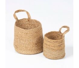 Esselle - Barbican Set of 2 Hanging Jute Basket Nested Natural Colo