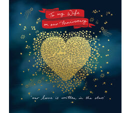 Wife Anniversary - Gold Heart In A Starry Sky