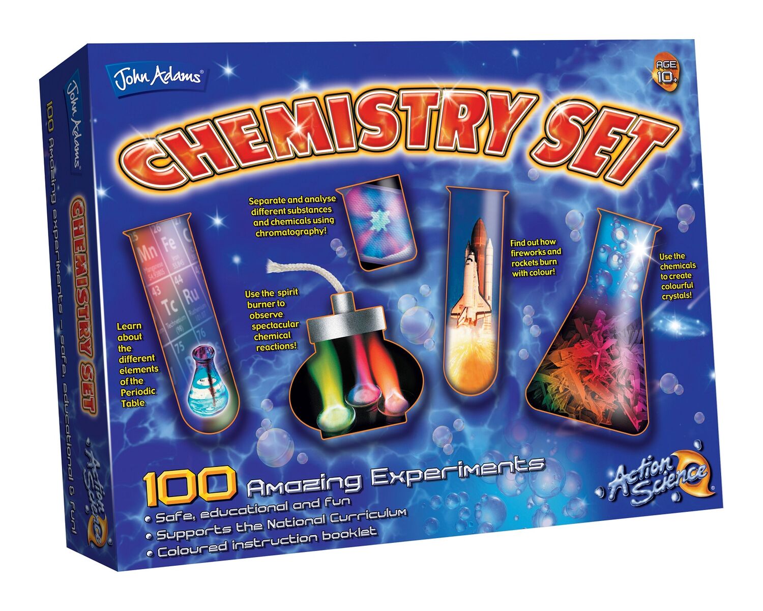 NEW CHEMISTRY KIT SET WITH 100 EXPERIMENTS ACTION SCIENCE BY JOHN  ADAMS 