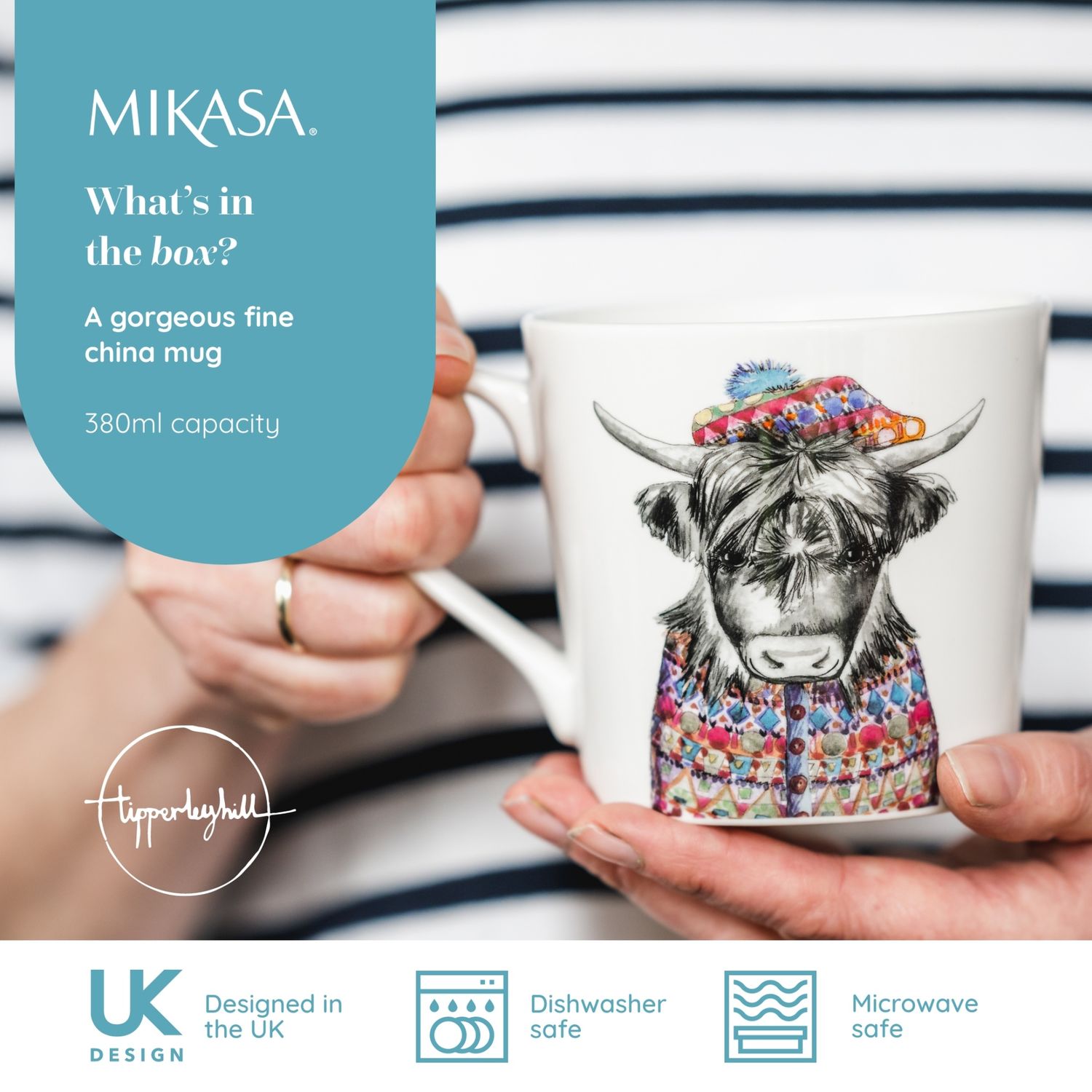Mikasa Tipperleyhill Tazzine Da Caffè Con Pettirosso – Porcellana Fine, 90 Ml, Set Da 2 In Confezione Regalo