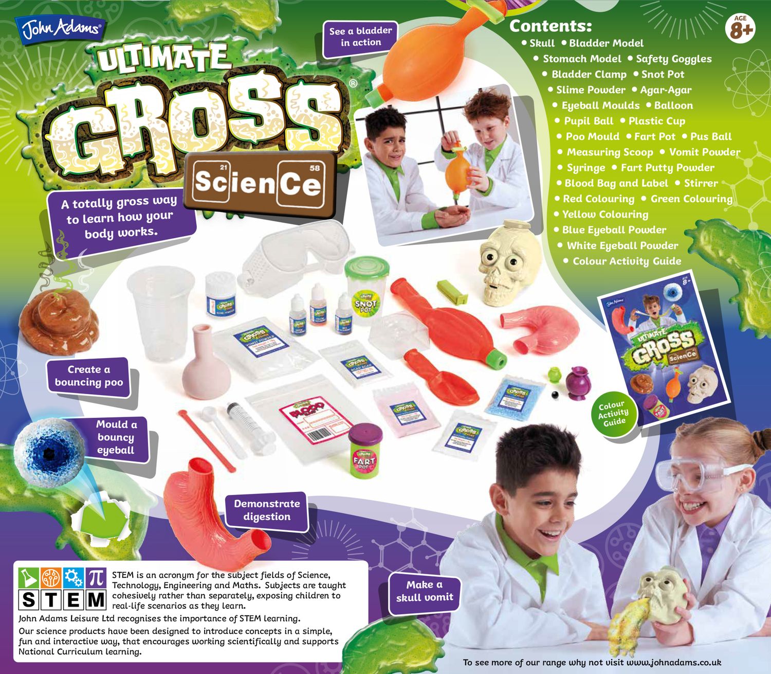 John Adams Ultimate Gross Science Kit - 12 Yucky Experiments For Kids, Educational STEM Learning