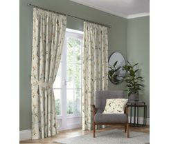 Dreams &amp; Drapes Darnley 100% Cotton Pencil Pleat Curtains With Tie-Backs - Coral/Natural