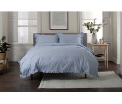The Lyndon Company - Gingham Frilled Duvet Set Fog