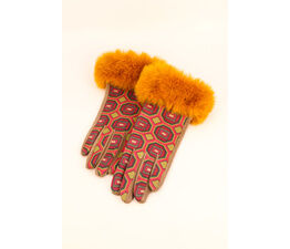 Powder - Bernadette Faux Suede Gloves - Mustard Mosaic