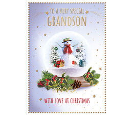 'Christmas Snow Globe With Snowman' Card