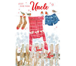 'Robins/Washing Line - Uncle' Card
