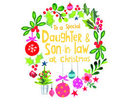 'To A Special Daughter & Son-In-Law At Christmas - Wreath' Card
