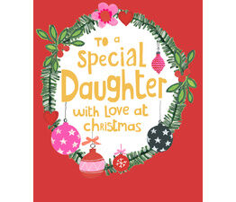 'To A Special Daughter With Love At Christmas - Wreath' Card