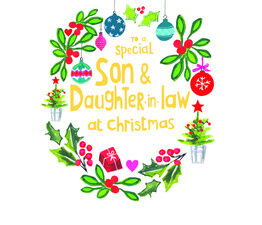 'To A Special Son & Daughter-In-Law At Christmas - Wreath' Card