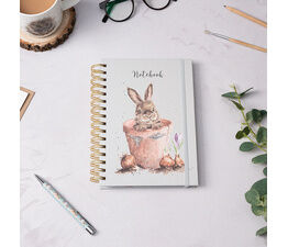 Wrendale Designs - A5 Rabbit Notebook - The Flower Pot Green