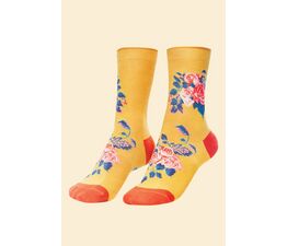 Powder - Floral Vines Ankle Socks - Mustard