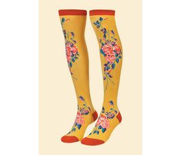 Powder - Floral Vines Long Socks - Mustard