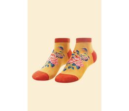 Powder - Floral Vines Trainer Socks - Mustard