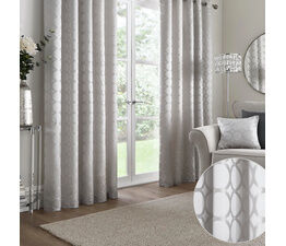 Appletree Boutique - Cassina - Jacquard Pair of Eyelet Curtains - Silver