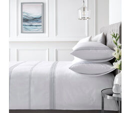 Appletree Boutique Embroidered Band Duvet Cover Set - White