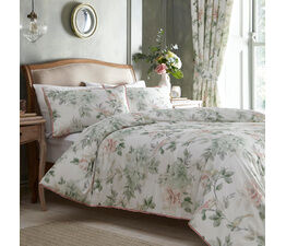 Appletree Heritage - Campion - 100% Cotton Duvet Cover Set - Green/Coral