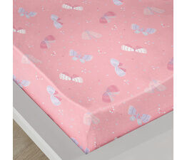 Bedlam - Flutterby Butterfly -  28cm Fitted Bed Sheet - Single Bed Size in Pink