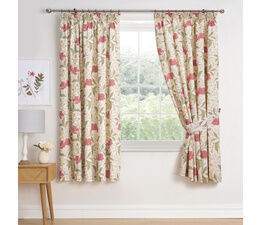 Dreams & Drapes Design - Sandringham -  Pair of Pencil Pleat Curtains With Tie-Backs - 66" Width x 72" Drop (168 x 183cm) in Red