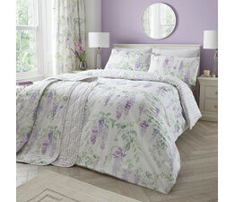 Dreams & Drapes Design - Wisteria - Quilted Bedspread - 200cm X 230cm in Lilac