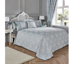 Dreams & Drapes Woven - Imelda - Quilted Bedspread - 220cm x 240cm in Duck Egg