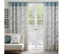 Fusion - Beechwood - 100% Cotton  Pair of Eyelet Curtains - Duck Egg