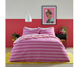 Fusion - Carlson Stripe - Reversible Duvet Cover Set - Pink