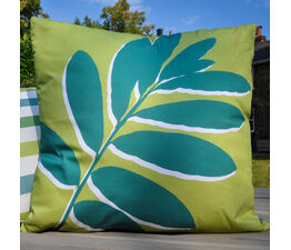 Fusion - Leaf Print - Outdoor Filled Cushion - 43 x 43cm in Green