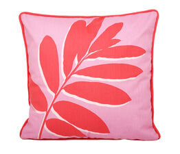 Fusion - Leaf Print - Outdoor Filled Cushion - 43 x 43cm in Pink