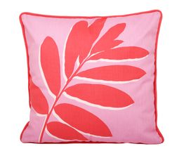 Fusion - Leaf Print - Outdoor Filled Cushion - 43 x 43cm in Pink