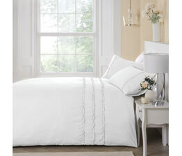 Serene Felicia Frill Duvet Cover Set - White