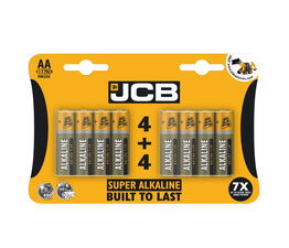 JCB - Super Alkaline Batteries LR6 AA 4+4 Pack