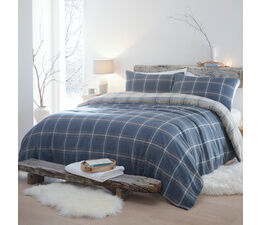 Appletree Hygge - Aviemore Check - 100% Brushed Cotton Duvet Cover Set - Blue