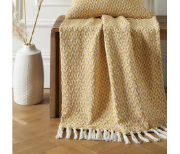 Appletree Loft - Bexley - 100% Recycled Cotton Rich Mixed Fibres Throw - 130 x 180cm in Ochre