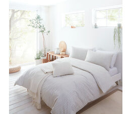 Drift Home - Ellis Stripe - 52% Recycled Polyester 48% BCI Cotton Duvet Cover Set - Natural