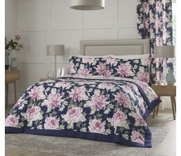 Dreams And Drapes Design - Kirsten - Quilted Bedspread - 200cm X 230cm in Pink/Blue
