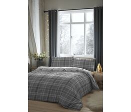 Dreams & Drapes Lodge - Derwent Check - 100% Brushed Cotton Duvet Cover Set - Grey