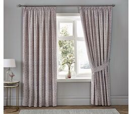 Dreams & Drapes Woven - Hawthorne - Jacquard Pair of Pencil Pleat Curtains With Tie-Backs - 66" Width x 72" Drop (168 x 183cm) in Lavender