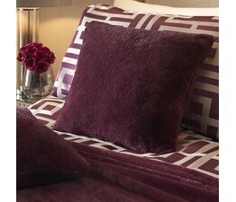Soiree - Lucie - Faux Fur Cushion Cover - 43 x 43cm in Damson