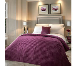 Soiree - Stella - Velvet Bedspread - 150cm x 220cm in Damson