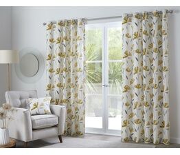Fusion - Dacey - 100% Cotton Pair of Eyelet Curtains - Ochre