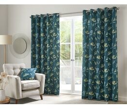 Fusion - Dacey - 100% Cotton Pair of Eyelet Curtains - Teal