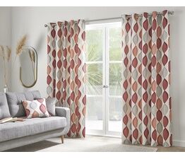 Fusion - Lennox - 100% Cotton Pair of Eyelet Curtains - Spice