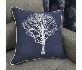 Fusion - Woodland Trees - 100% Cotton Filled Cushion - 43 x 43cm in Navy