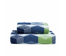 Fusion Bathroom - Hexagon - Jacquard Towel - Navy