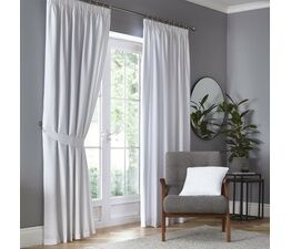 Fusion - Dijon - Blackout / Thermal Insulated Pair of  Pencil Pleat Curtains - White
