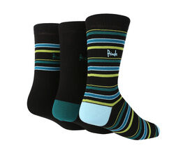 Pringle - Jacquard Black Stripe Socks 3 Pack