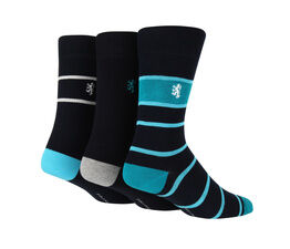 Pringle - Jacquard Navy/Blue Stripe Socks 3 Pack