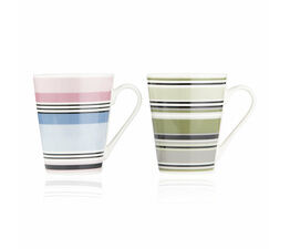 Simply Home Stripes Assorted V Shape Porcelain Mugs