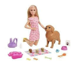 Barbie & Newborn Pups Playset