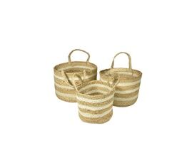 Esselle - Barnsbury Set of 3 100% Jute Cream Stripe Basket